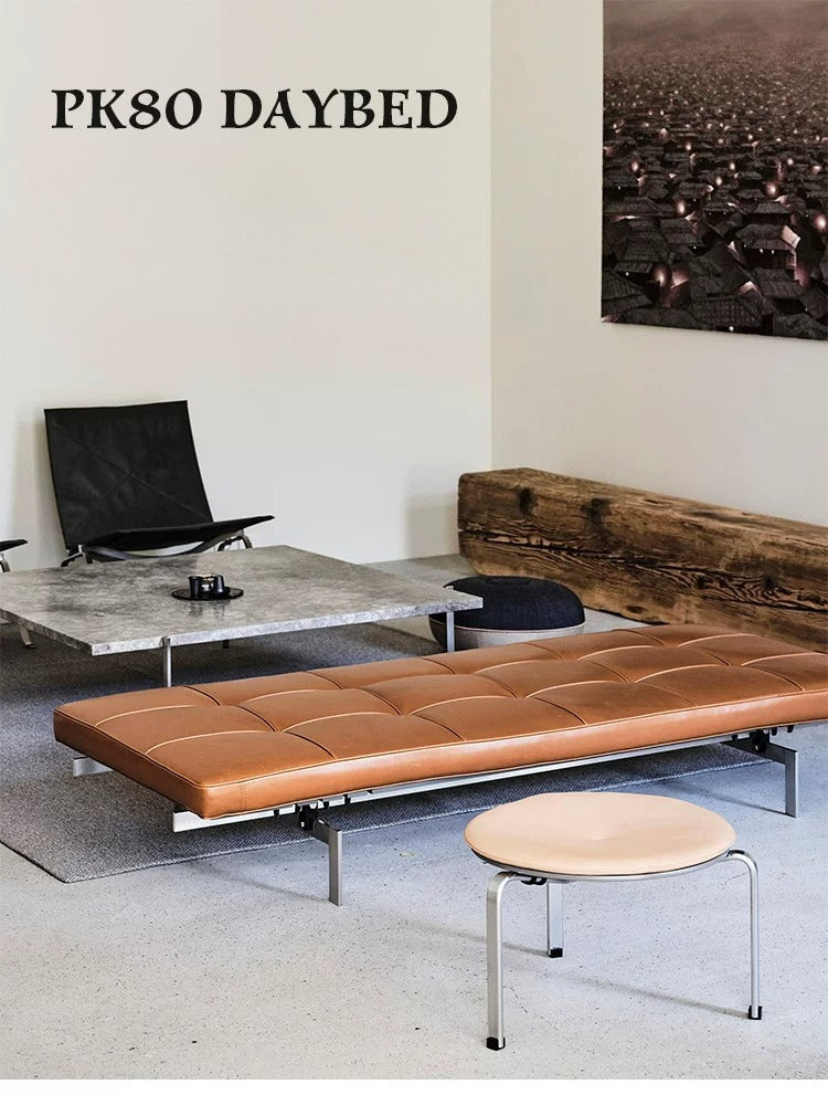 Réplique du lit de repos PK80 | Banquette-lit de repos en cuir Bauhaus
