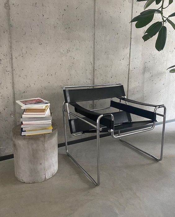 Tubular Steel Leather Accent Chair