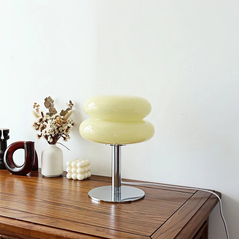 Cream Glass Stone Table Lamp — product view 3