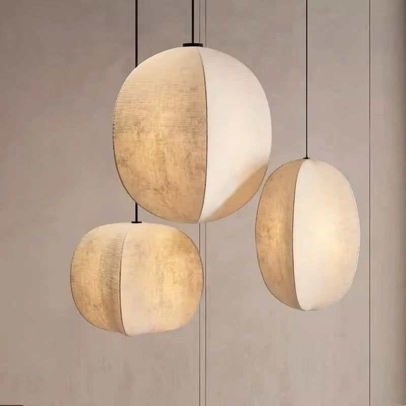 Set of Three Linen Pendant Light — product view 1