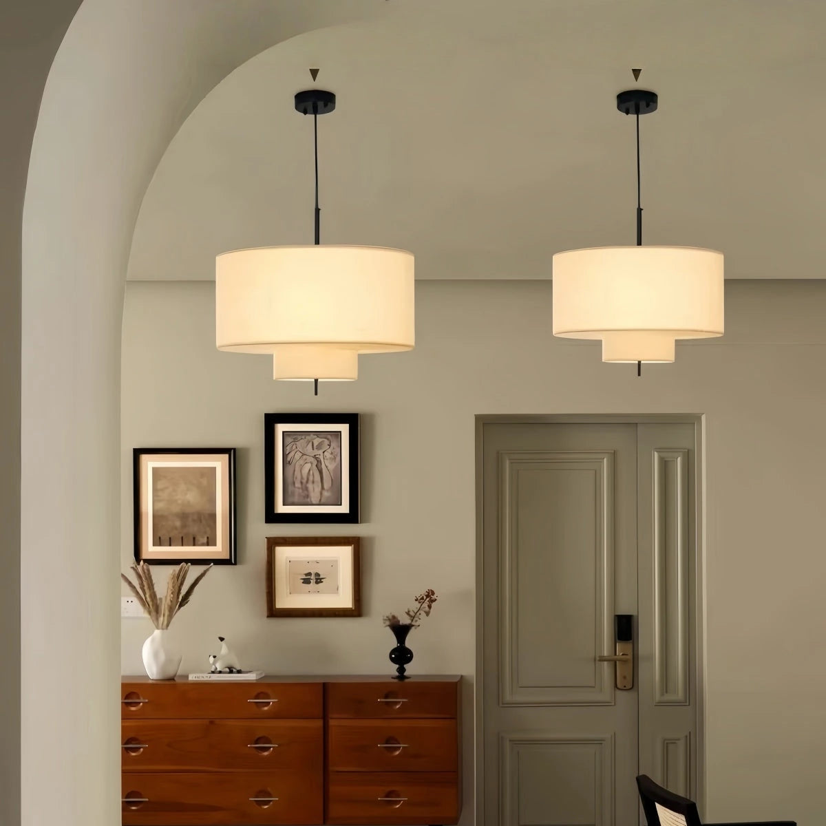 Iron + Linen Fabric Pendant Light — product view 1