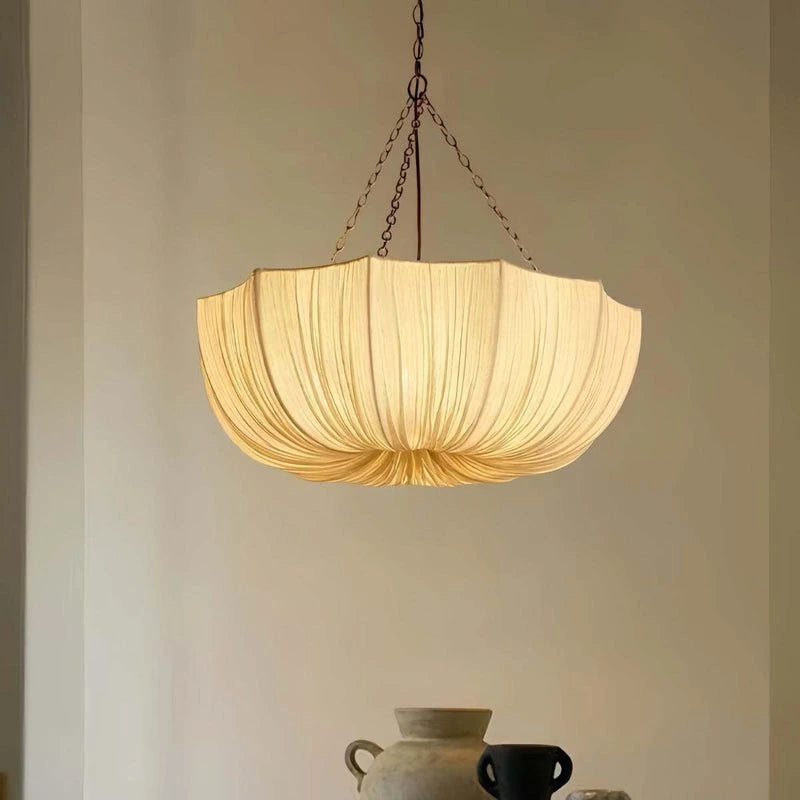 Iron + linen fabric Pendant Light — product view 1