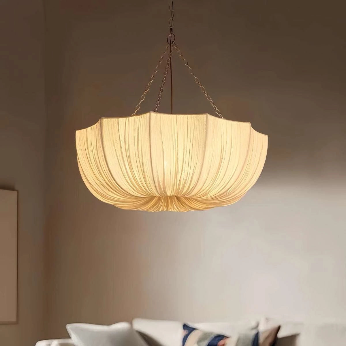 Iron + linen fabric Pendant Light — product view 3