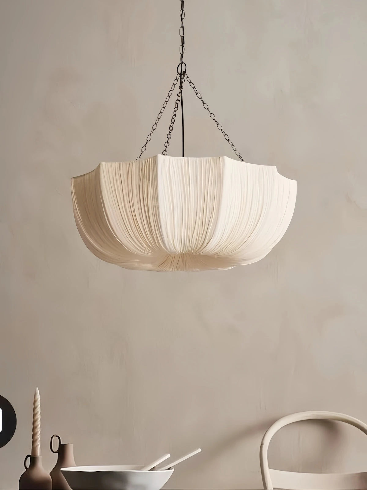 Iron + linen fabric Pendant Light — product view 5