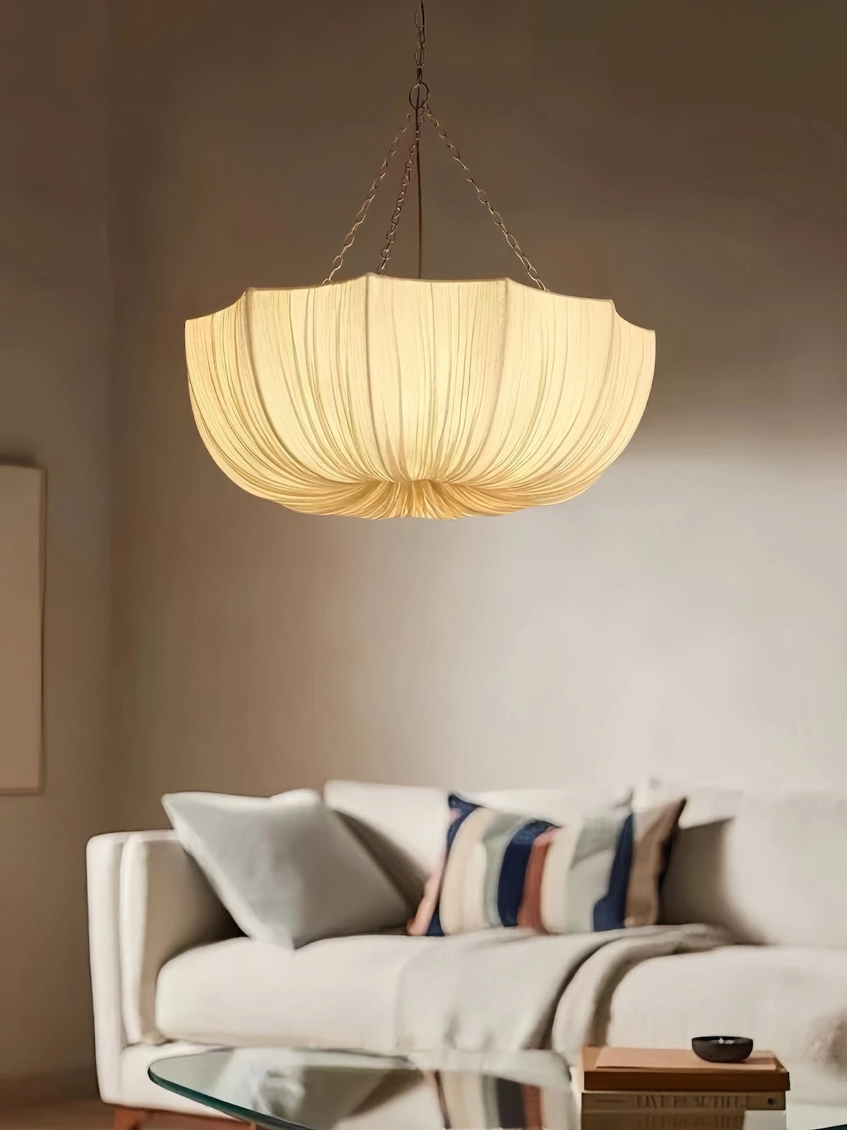 Iron + linen fabric Pendant Light — product view 8
