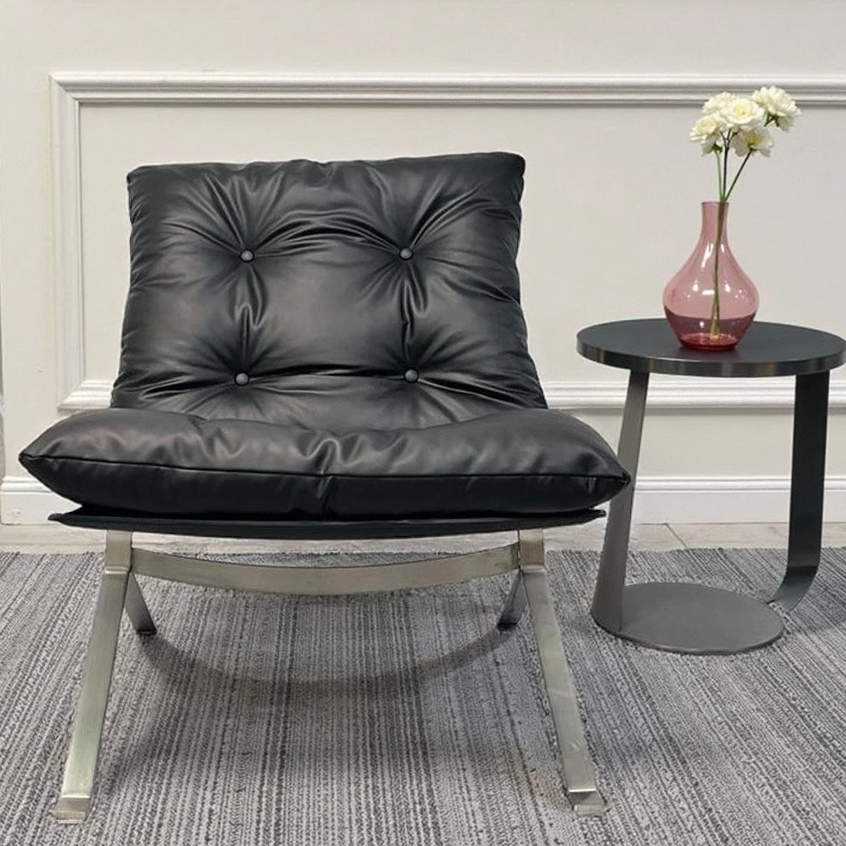 Réplique de la chaise longue style Barcelona | Ensemble chaise et ottoman