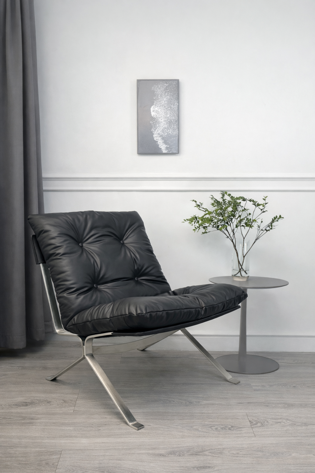 Réplique de la chaise longue style Barcelona | Ensemble chaise et ottoman