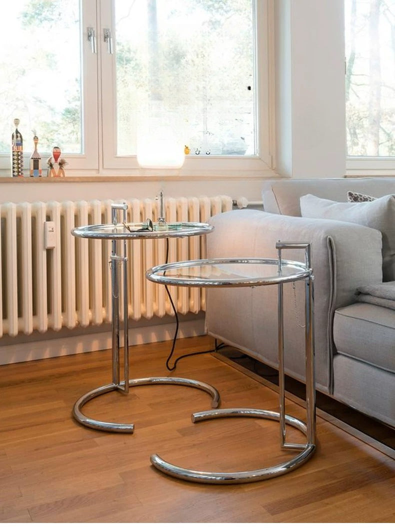 Height Adjustable Glass Side Table in modern living room