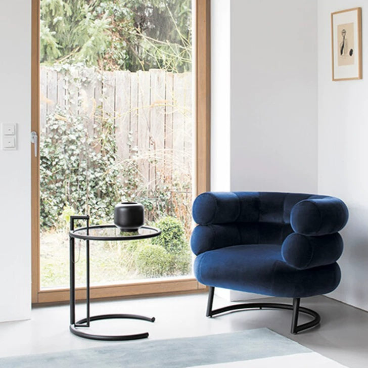 Height Adjustable Glass Side Table polished frame close up