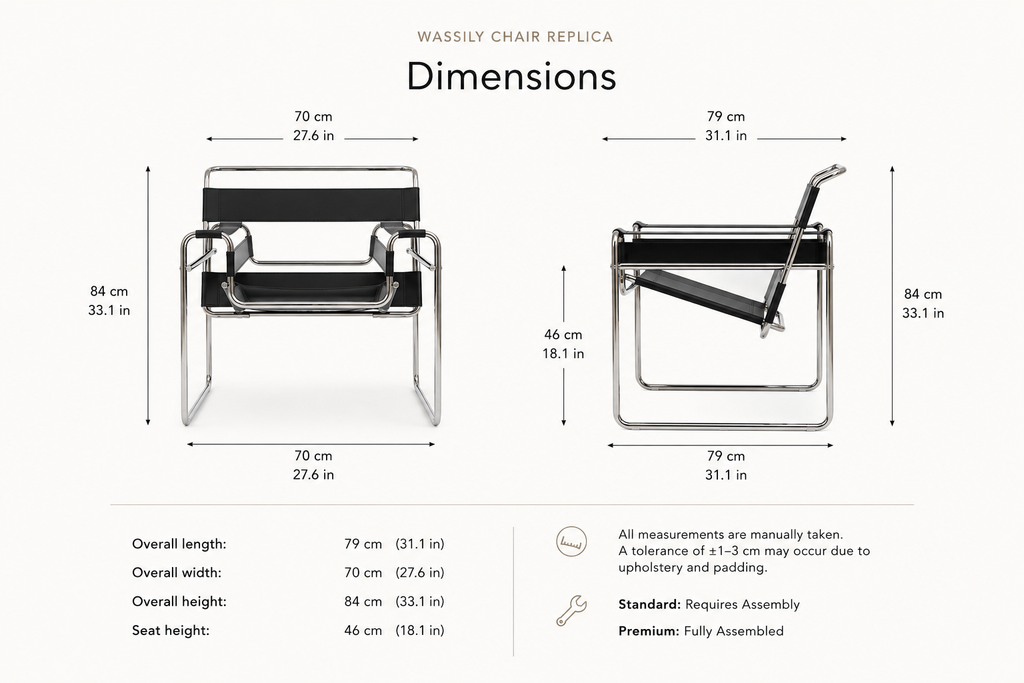 Réplique de chaise Wassily de style Bauhaus