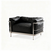 Box Frame Leather Lounge Sofa in one seater front view