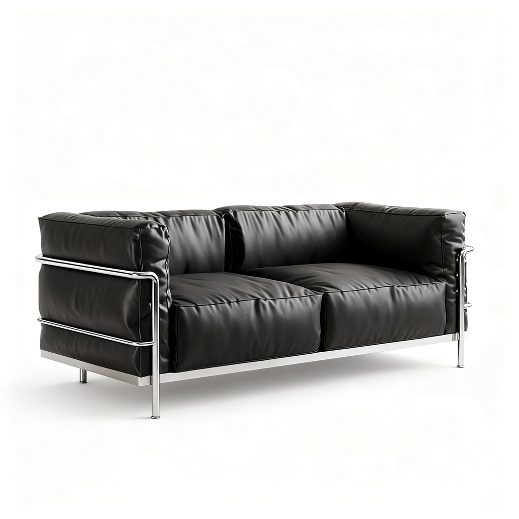 Canapé en cuir Bauhaus LC3 | Canapé de salon minimaliste 1/2/3 places