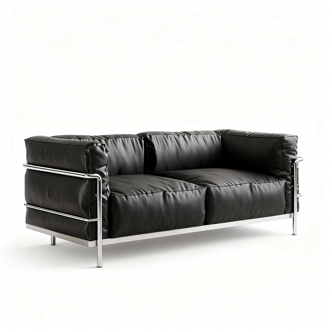 Box Frame Leather Lounge Sofa in two seater front view
