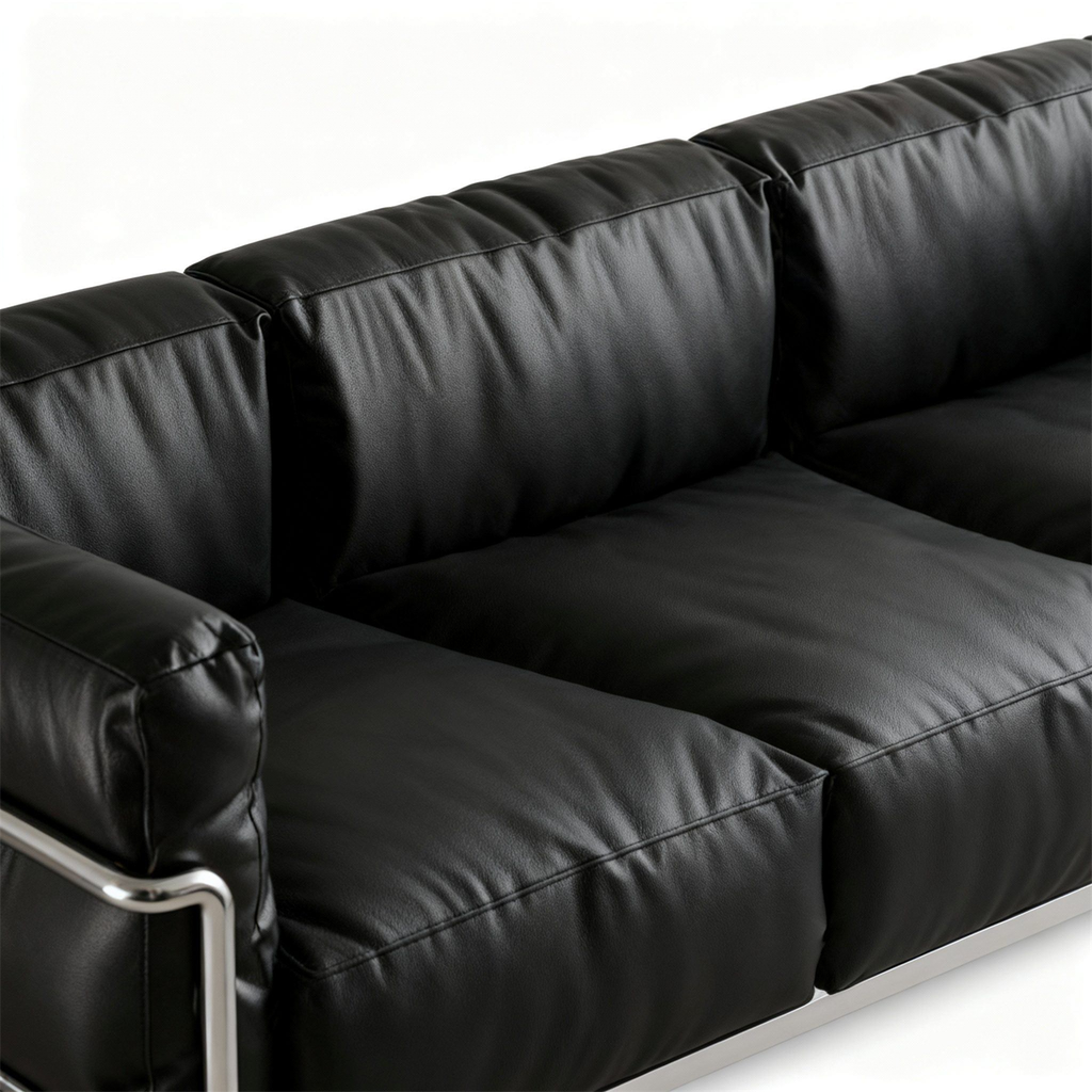 Canapé en cuir Bauhaus LC3 | Canapé de salon minimaliste 1/2/3 places