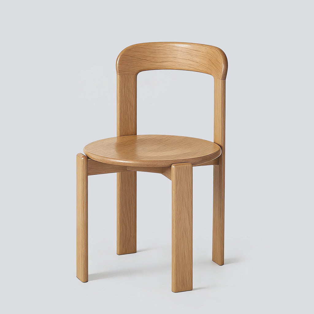 Rey Style Wooden Dining Chair – Swiss-Inspired Solid Wood Chair