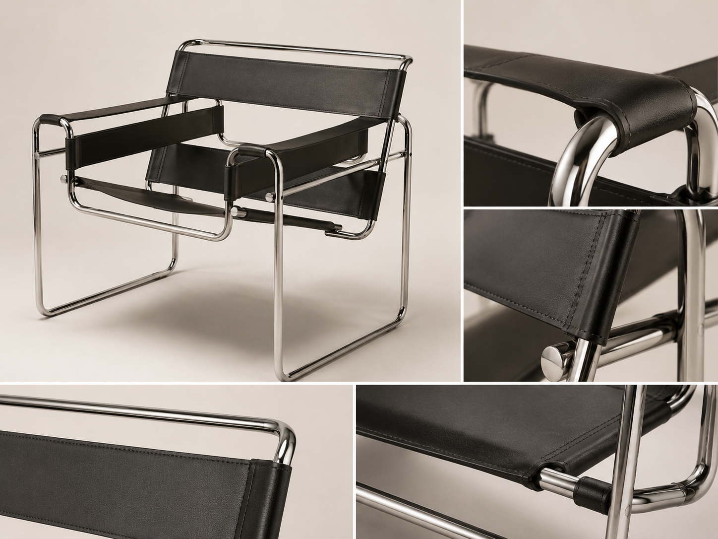 Tubular Steel Leather Accent Chair
