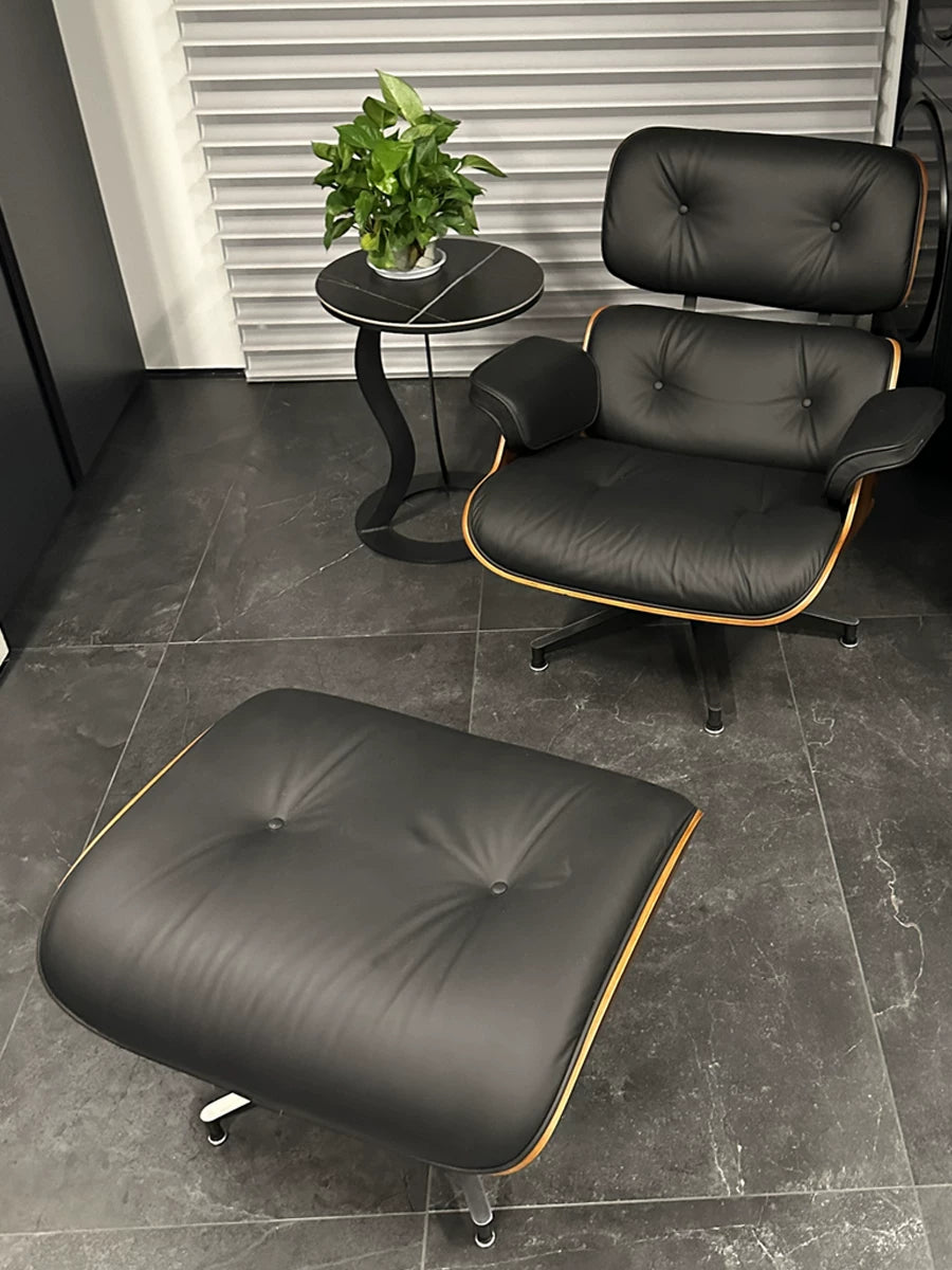 Mid-century lounge chair and ottoman in modern interior