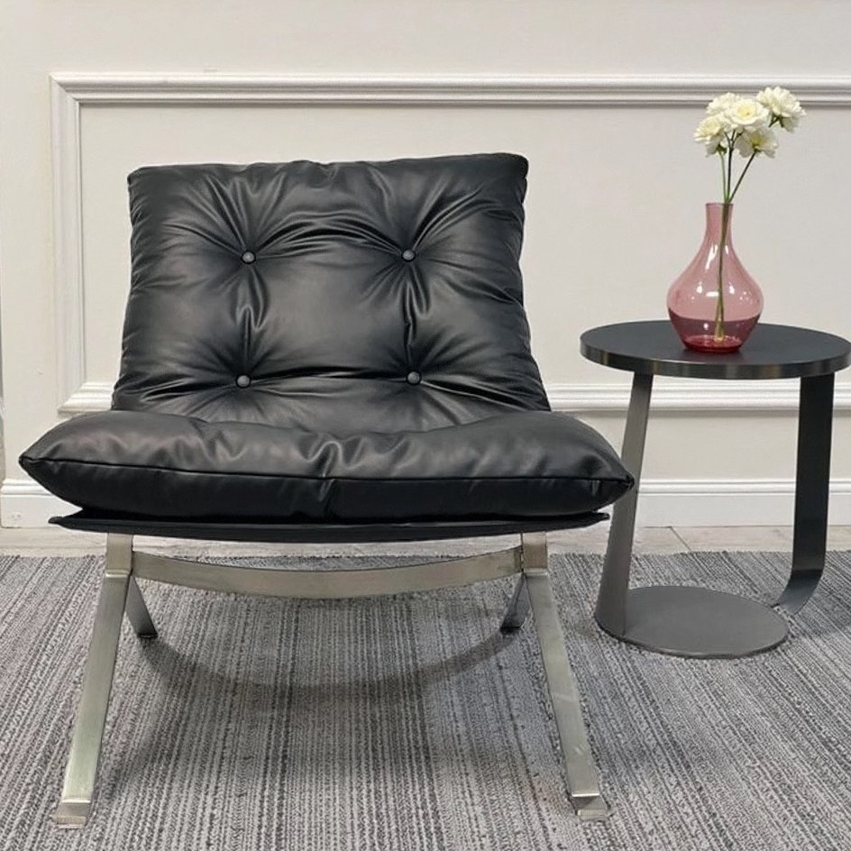 Réplique de la chaise longue style Barcelona | Ensemble chaise et ottoman