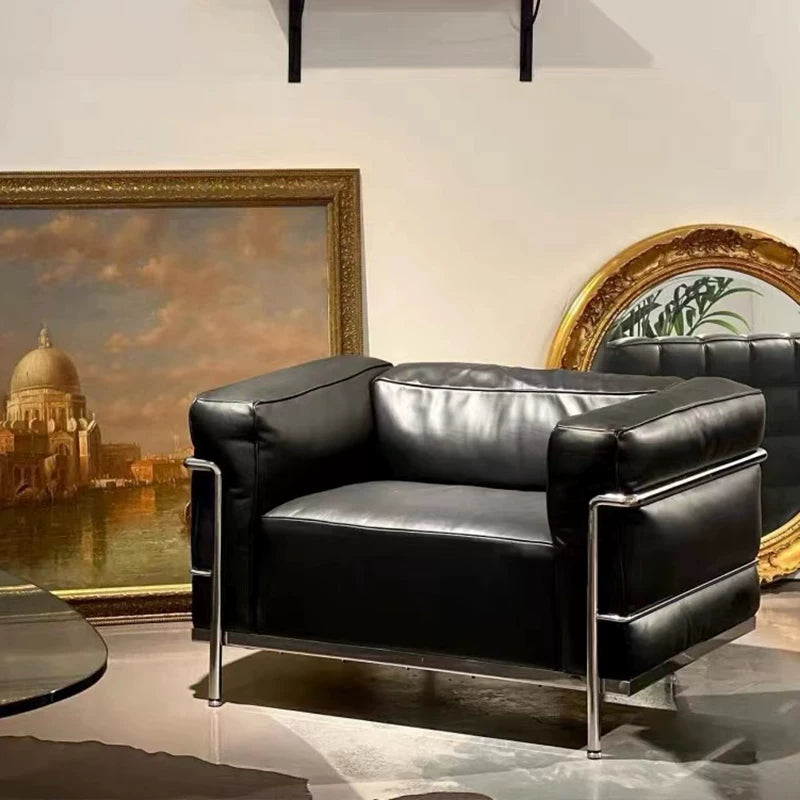 Box Frame Leather Lounge Sofa
