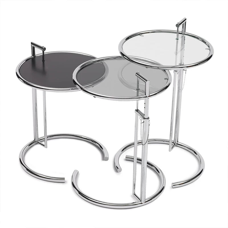 Height Adjustable Glass Side Table
