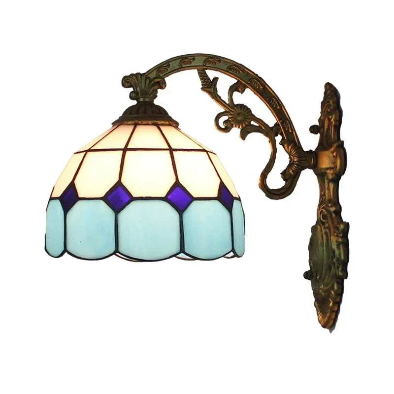 20cm Blue check Glass Wall Sconce, catalog view 6