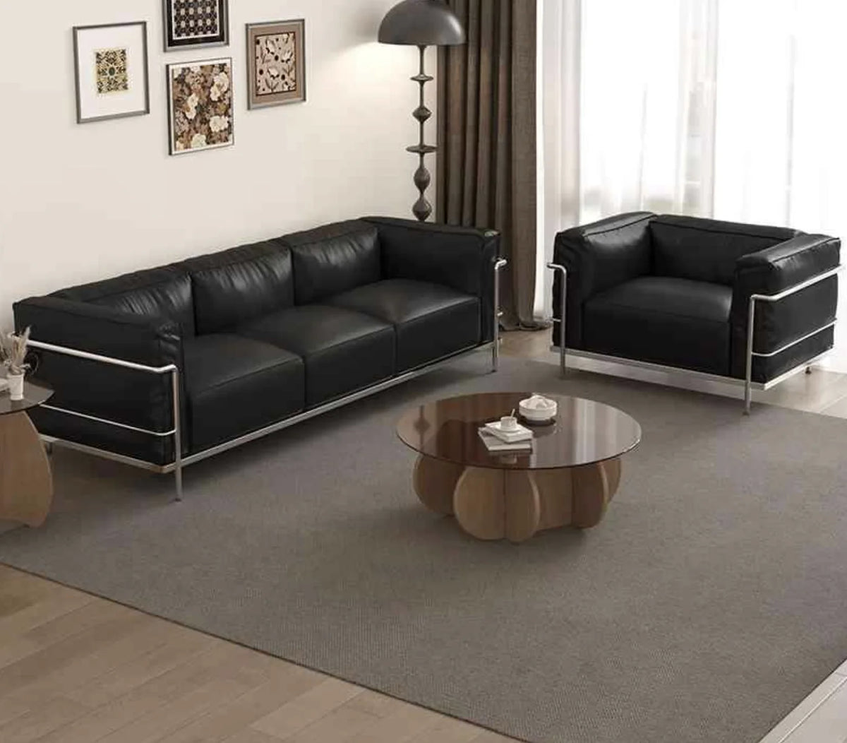 Box Frame Leather Lounge Sofa