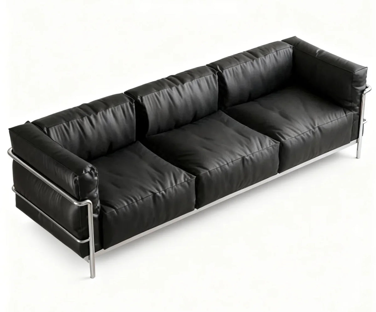 Box Frame Leather Lounge Sofa
