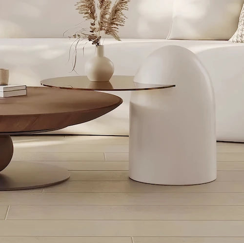 Sculptural Walnut & Glass Two-Piece Coffee Table Set — view 8