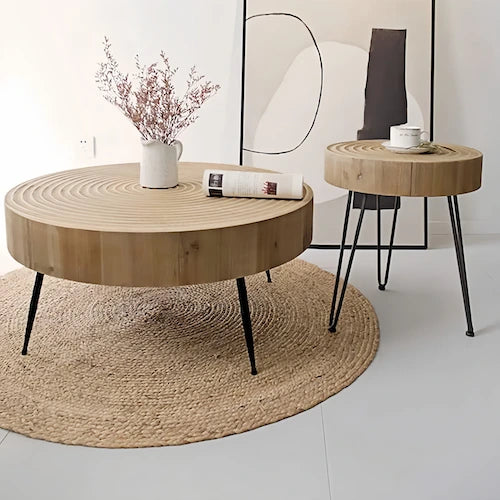 Fluted Round Nesting Coffee Table Set with Hairpin Legs — view 2
