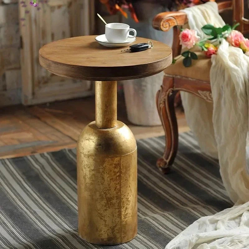 Cedar Wood Pedestal Coffee & Side Table — view 3