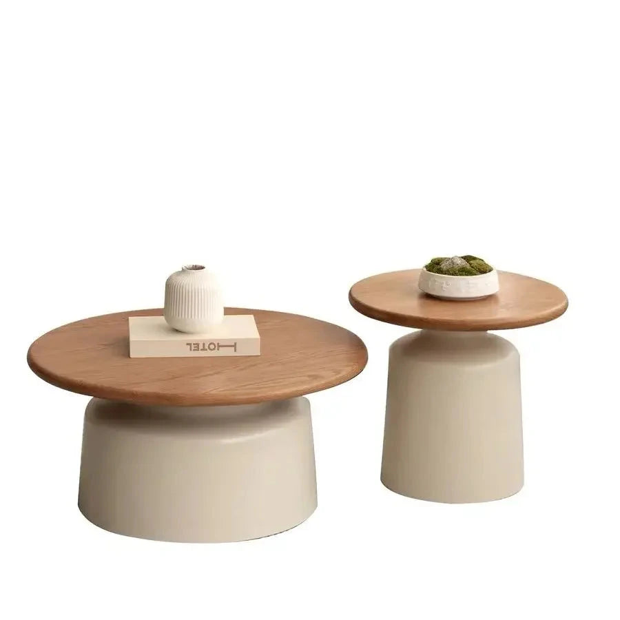 Round Two-Piece Coffee Table Set with Sculptural Pedestal Bases — view 8