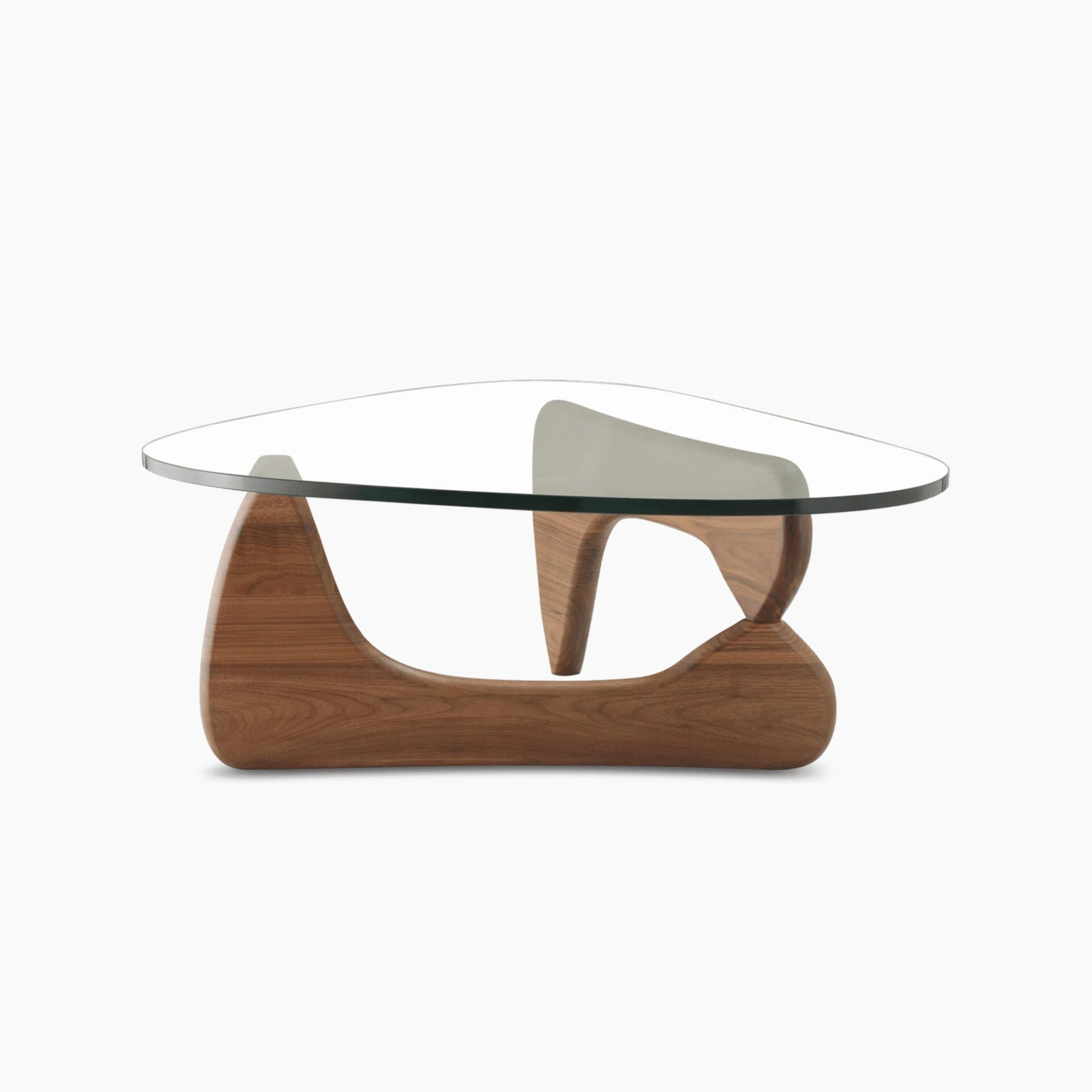 Sculptural Glass Coffee Table with Curved Wood Base — view 9