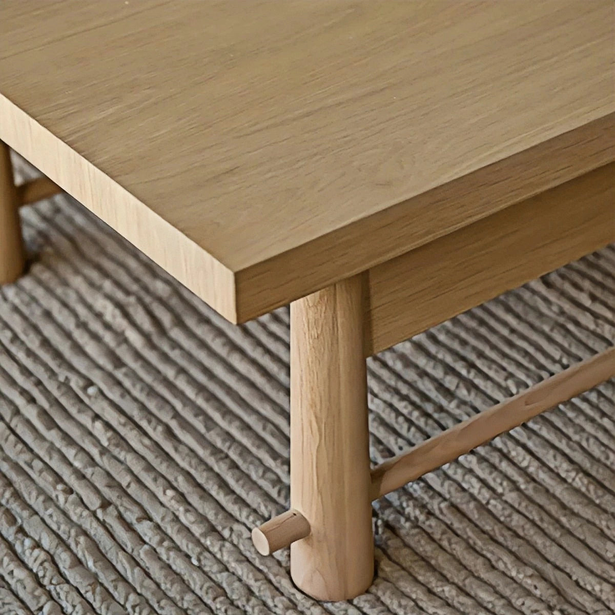 Rectangular Oak Trestle Coffee Table — view 8