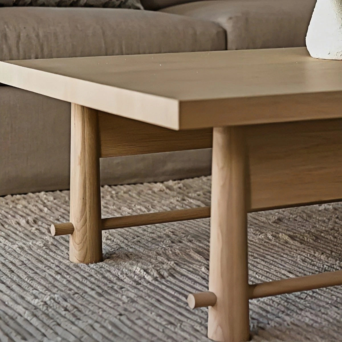Rectangular Oak Trestle Coffee Table — view 9
