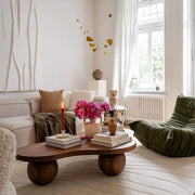 Sculptural Walnut & Ash Wood Coffee Table — view 1