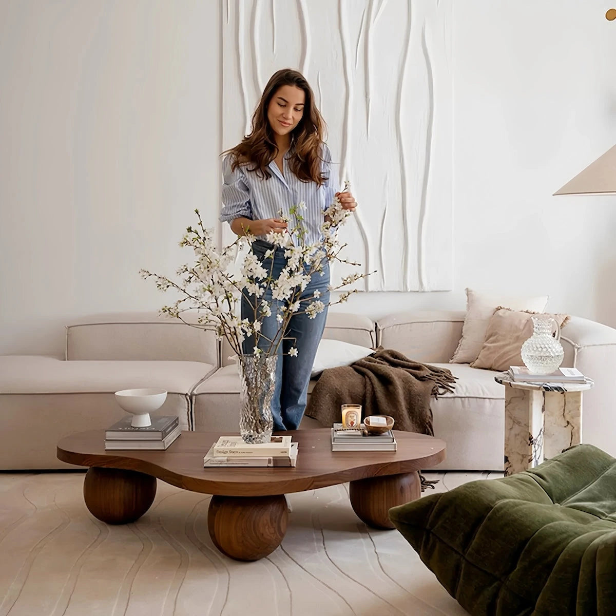 Sculptural Walnut & Ash Wood Coffee Table — view 2