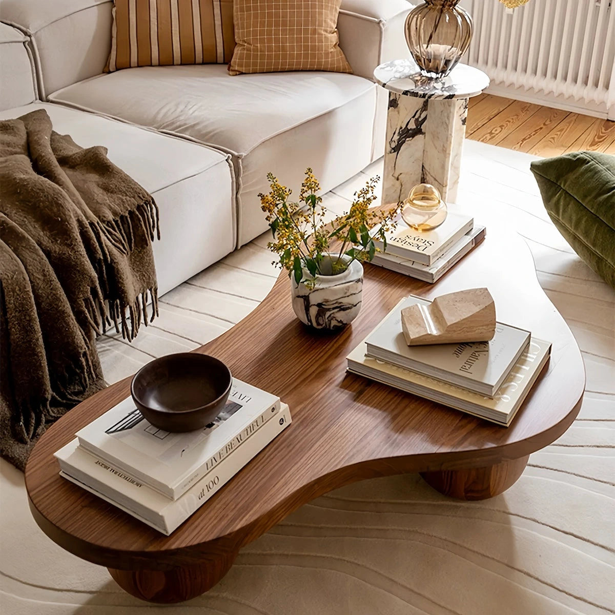 Sculptural Walnut & Ash Wood Coffee Table — view 3