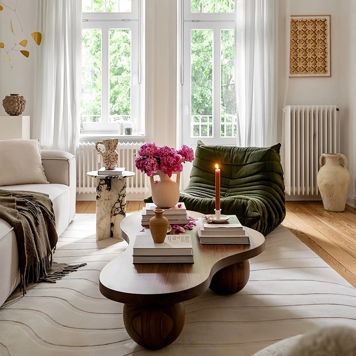 Sculptural Walnut & Ash Wood Coffee Table — view 4