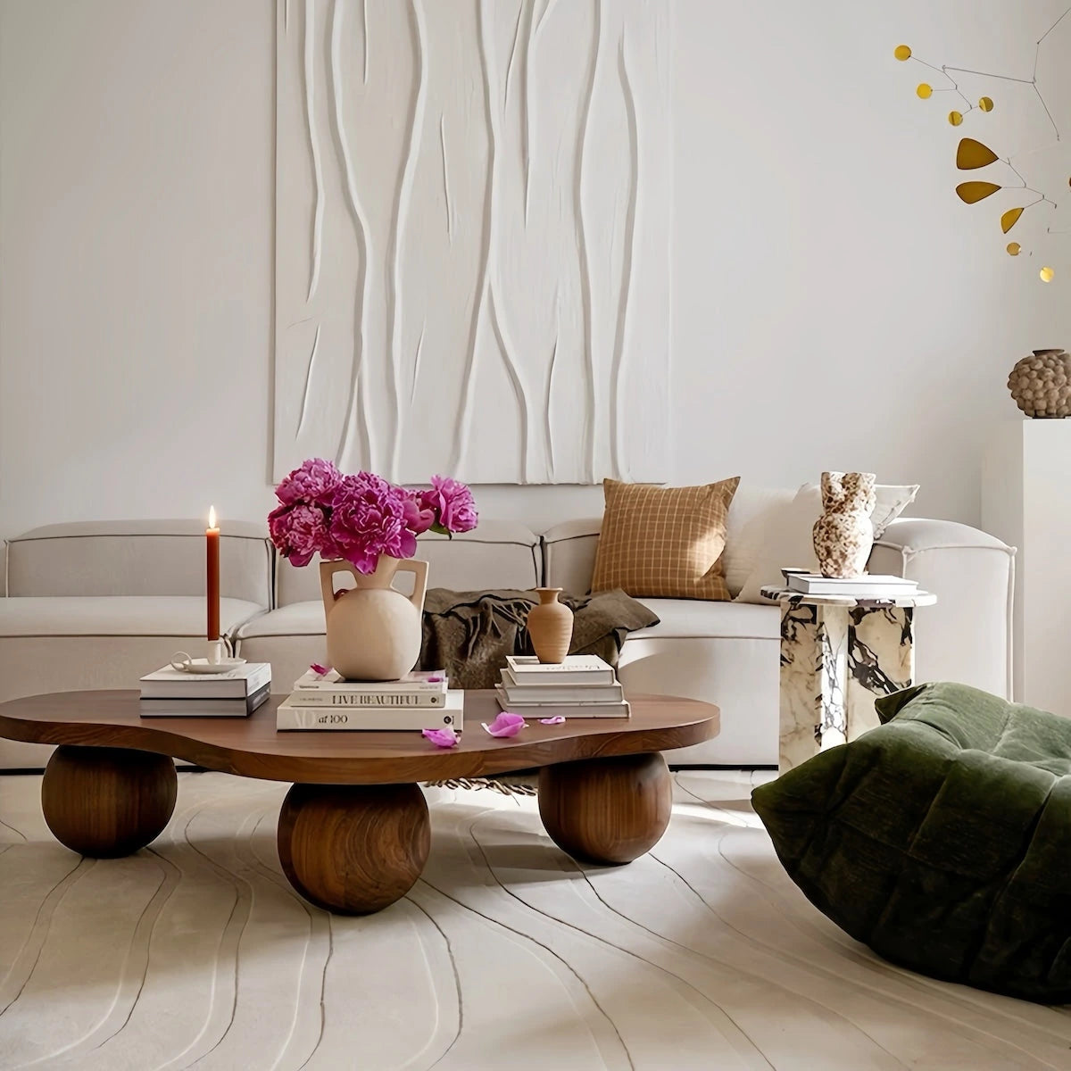 Sculptural Walnut & Ash Wood Coffee Table — view 6