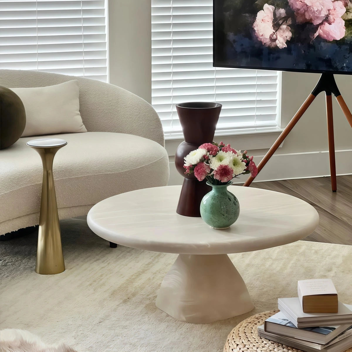 Sculptural Resin Pedestal Coffee Table — view 3
