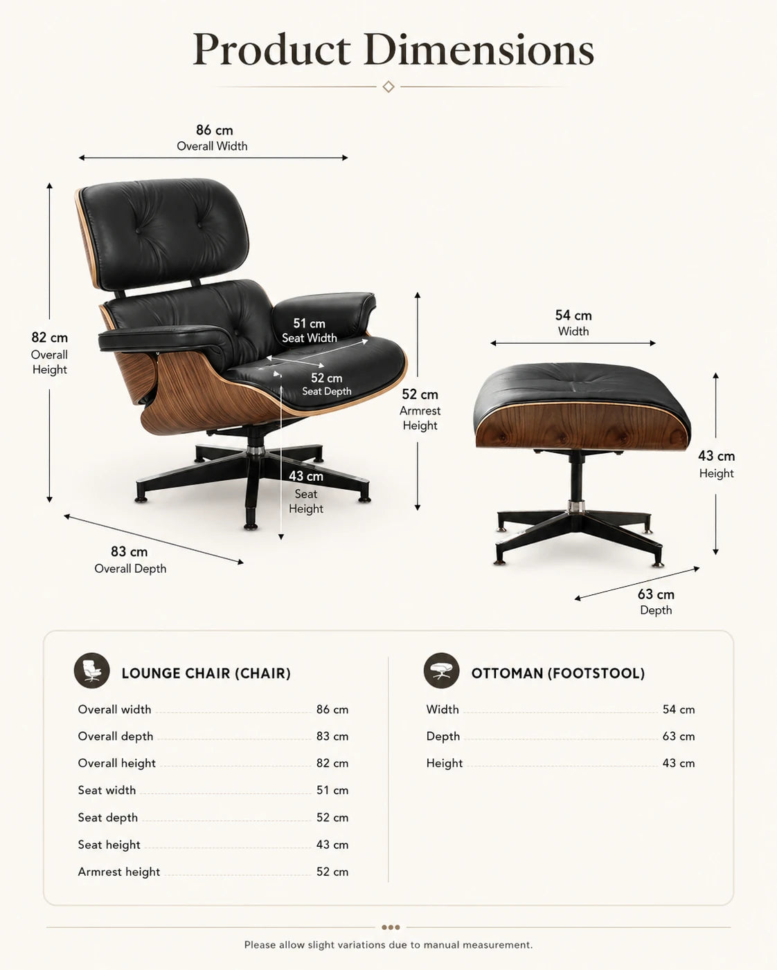 Eames Style Lounge Chair & Ottoman – Mid-Century Modern Accent Chair
