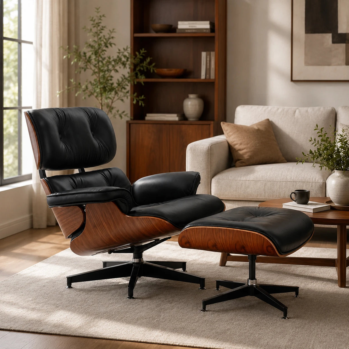 Eames Style Lounge Chair & Ottoman – Mid-Century Modern Accent Chair