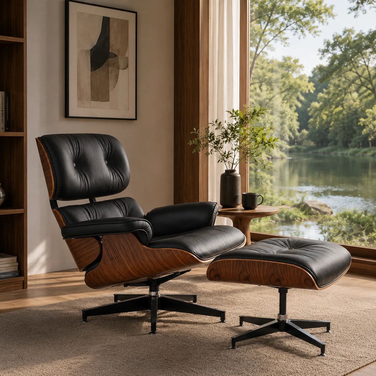 Eames Style Lounge Chair & Ottoman – Mid-Century Modern Accent Chair
