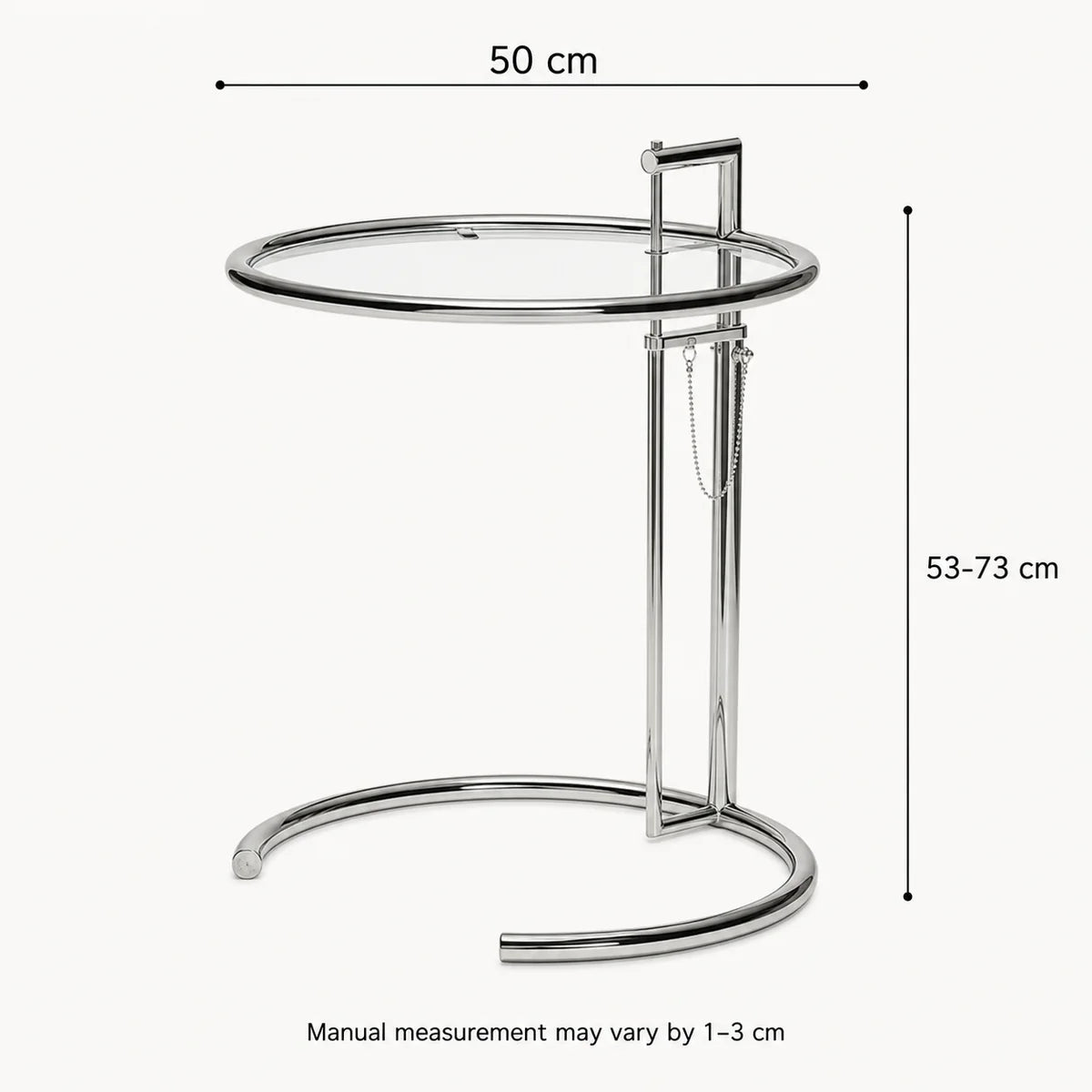 Height Adjustable Glass Side Table
