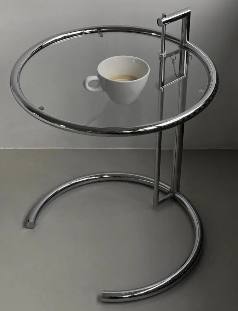 Height Adjustable Glass Side Table