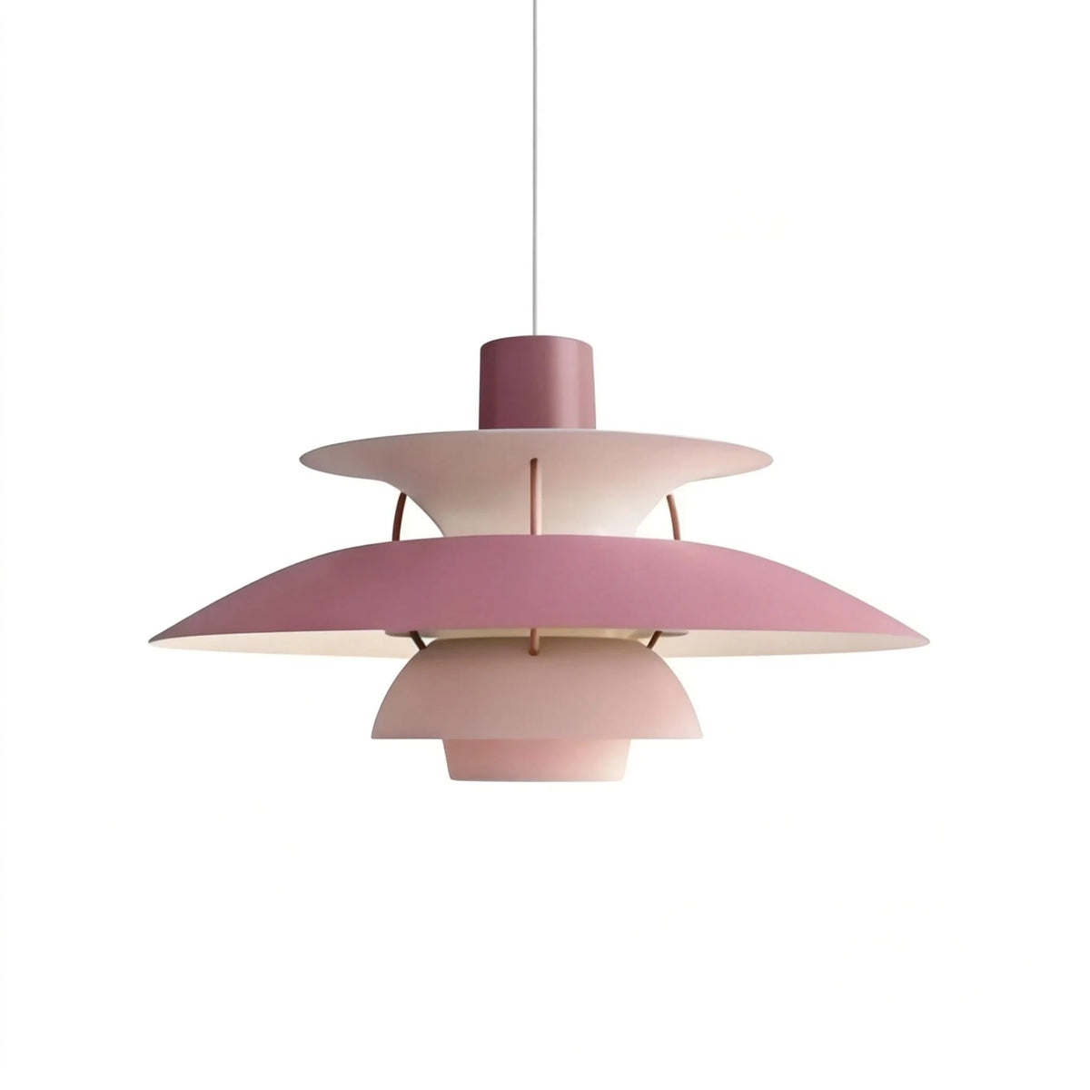 Layered Scandinavian Pendant Lamp in rose pink finish