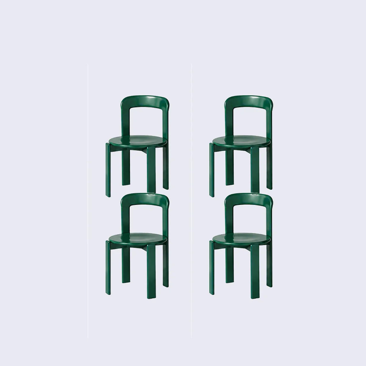 Rounded Wooden Dining Chair Green 4-Piece Set
