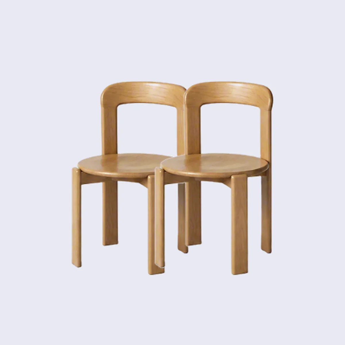 Rounded Wooden Dining Chair Natural Oak 2-Piece Set