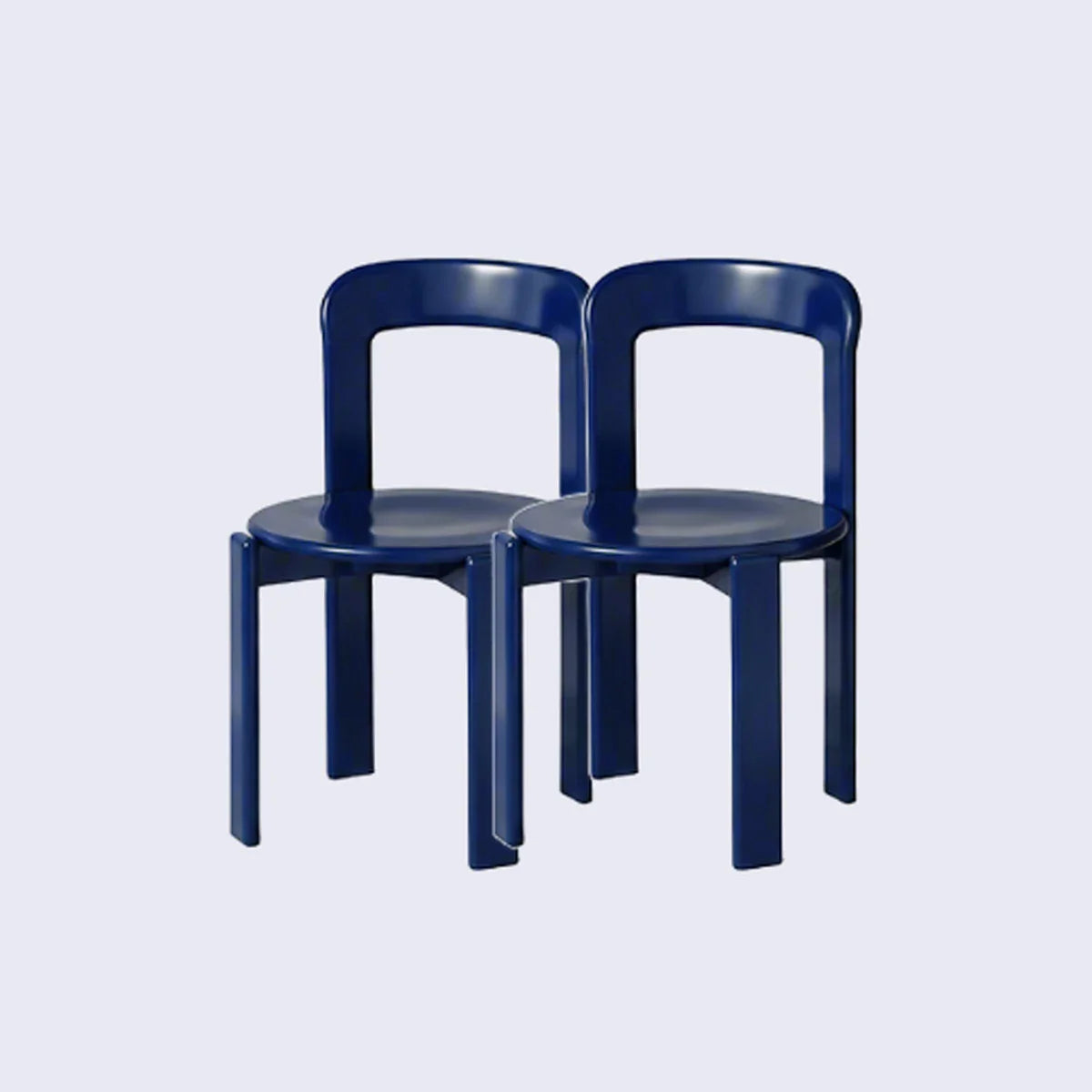 Rounded Wooden Dining Chair Navy Blue 2-Piece Set