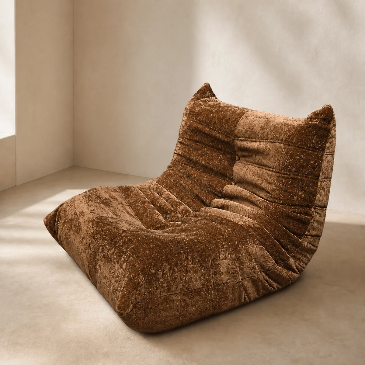 Starry Chenille / Brown low-profile lounge sofa, 90 cm single seat